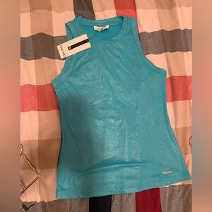Nine West Metallic Teal Sleeveless Tank Top